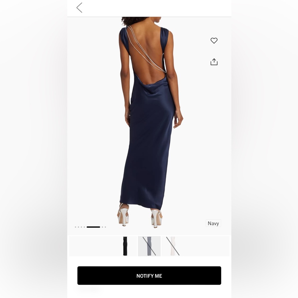 Navy Blue Pierre silk open back formal gown